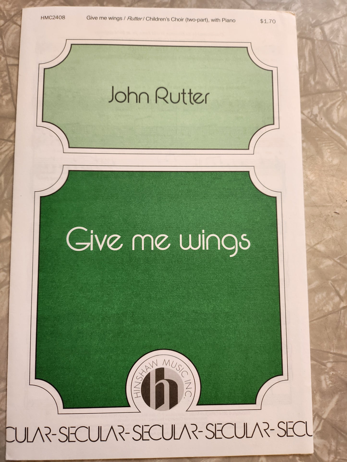 Give me wings by John Rutter. 2-Part - Sheet Music