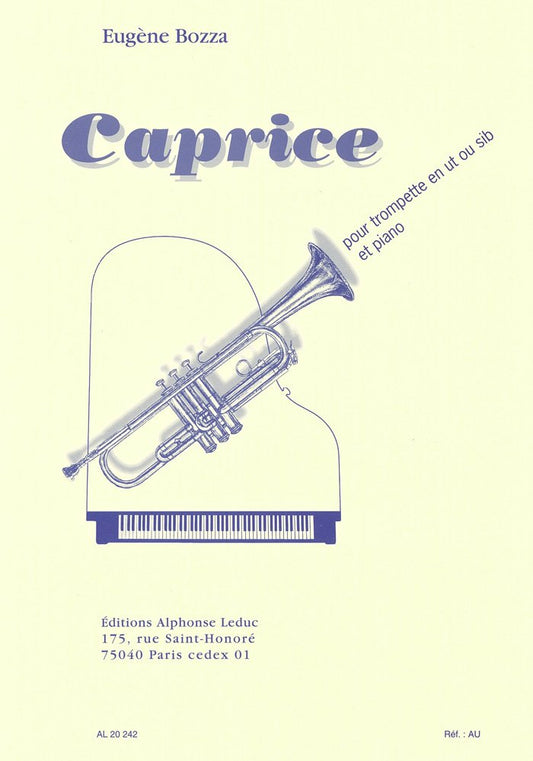 Caprice for Trumpet in C or B flat and Piano by Eugene Bozza Trumpet Solo - Sheet Music