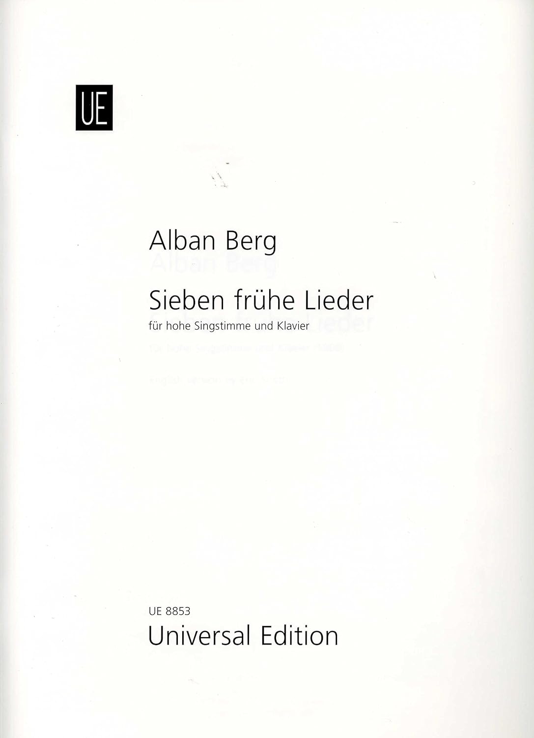 7 Early Songs. Sieben Fruhe Lieder by Alban Berg Chamber Music - Sheet Music