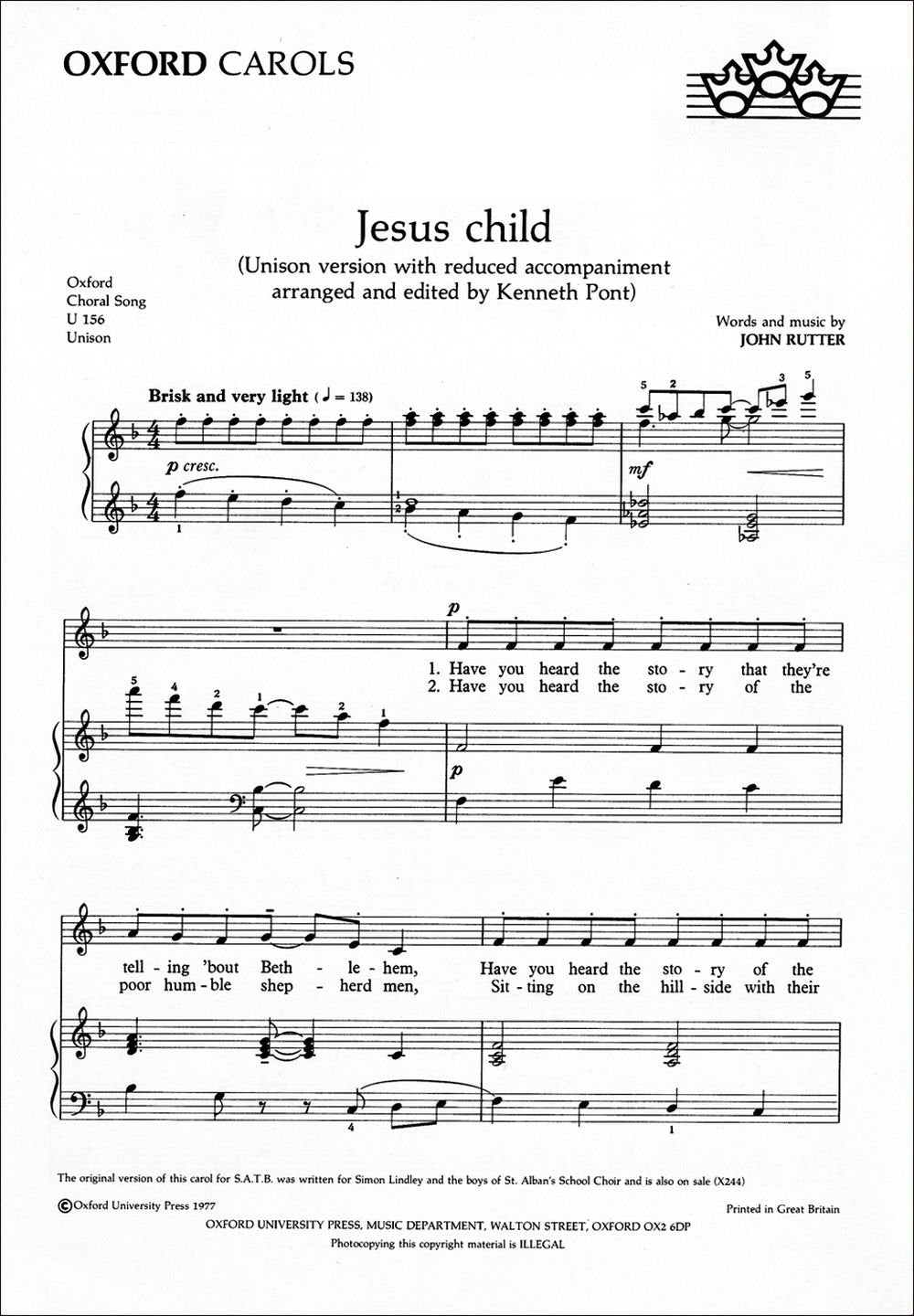 Jesus Child. By Rutter, John