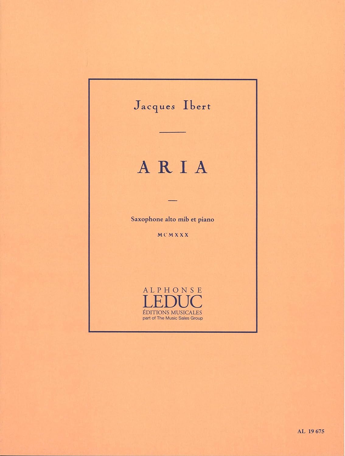 Aria for Alto Saxophone and Piano. By Jacques Ibert