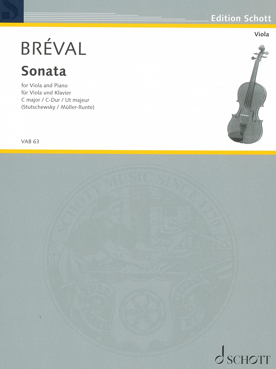 SONATA C MAJOR ALTO. BY JEAN-BAPTISTE BREVAL. For Viola and Piano C Major
