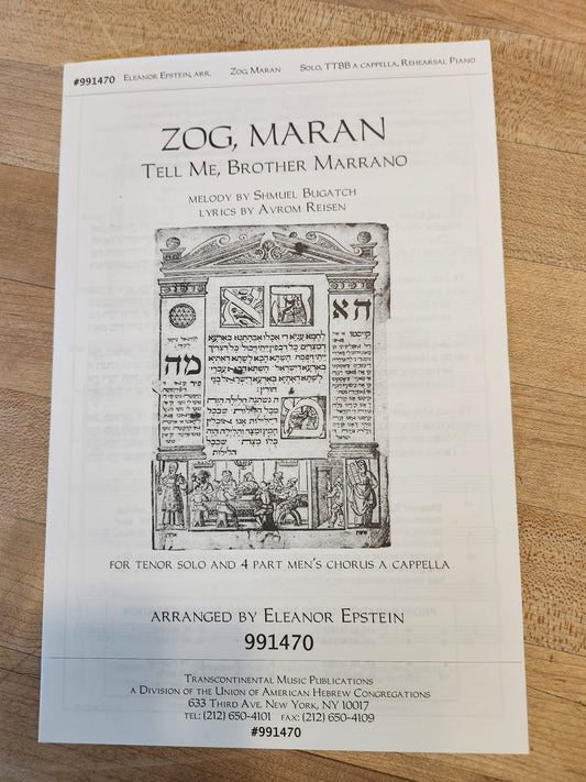 Zog, Maran (My Brother Marrano) TTBB - Sheet Music