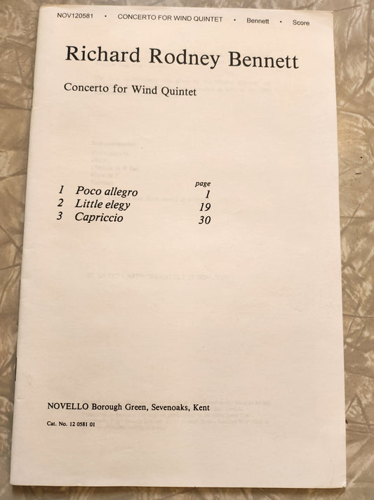 RR Bennett: Concerto For Wind Quintet (Parts) by Richard Rodney Bennett. Woodwind Quintet - Sheet Music