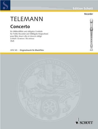 Concerto D minor: TWV 42:h 1. treble recorder and harpsichord (piano). [Sheet music] Ruf, Hugo and Telemann, Georg Philipp