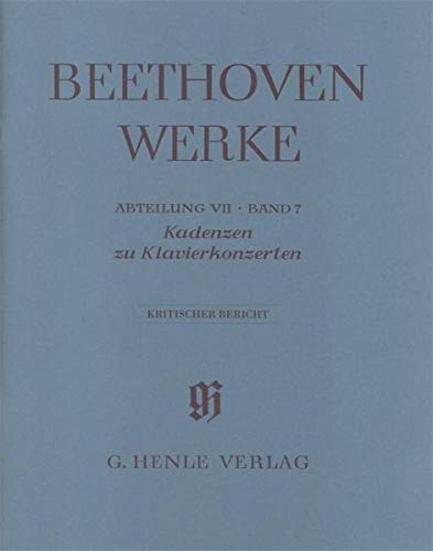 Beethoven: Cadenzas in the Piano Concertos - Complete Edition, Section VII - Volume 7 (Critical Commentary) [Pamphlet]