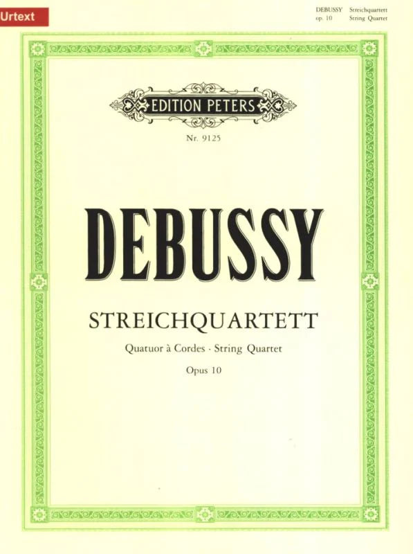 String Quartet Op.10 By Claude Debussy. Edited By Zimmermann. For 2 Violins, Viola, Cello. This Edition: Urtext. Parts. [Paperback] Claude DebussyString Quartet Op. 10 Set of Parts, Urtext by Claude Debussy. String Quartet - Sheet Music
