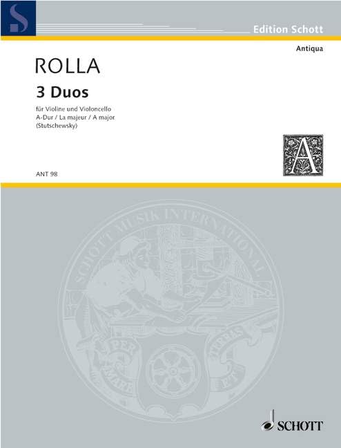 3 Duos: No. III A major. violin and cello. [Sheet music] Rolla, Alessandro