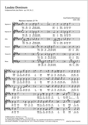 laudate dominum (aus: vier motetten). composed by josef gabriel rheinberger. edited by gunter graulich. [paperback] josef gabriel rheinberger,gunter graulich .