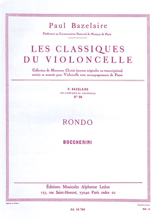Rondo (arr. for cello) [Sheet music] Arr: Bazelaire Boccherini