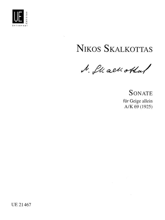 Sonate for Violin Solo. By Nikos Skalkottas