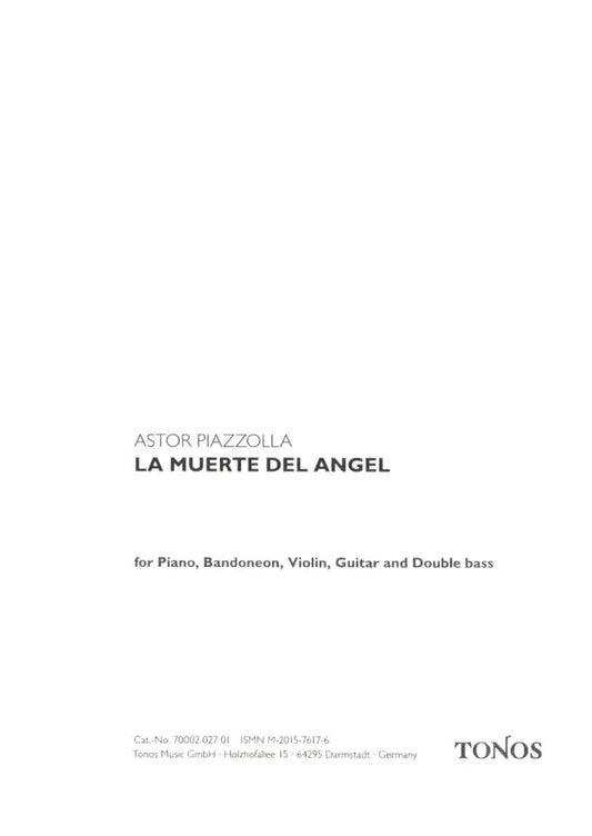 La Muerte del Angel Band by Astor Piazzolla Double Bass - Sheet Music