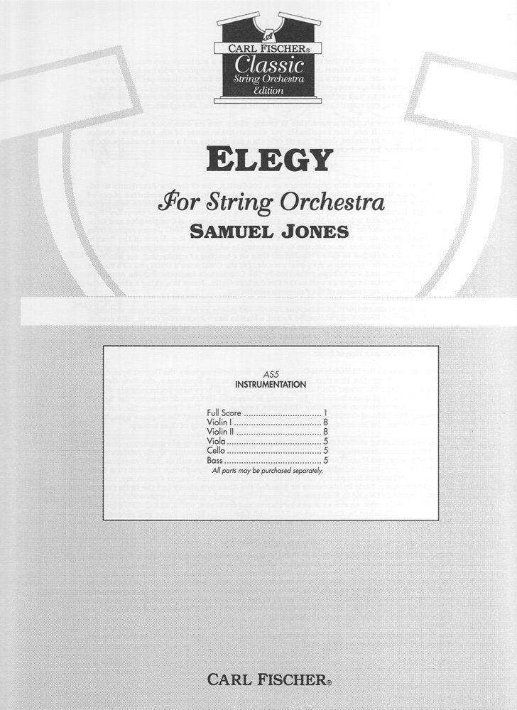 ELEGY FOR STRING ORCHESTRA ORCHESTRE [Paperback] Samuel Jones