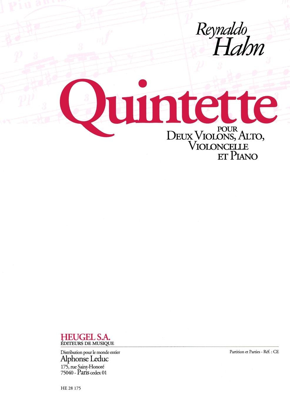 Hahn: Piano Quintet [Paperback] Reynaldo Hahn