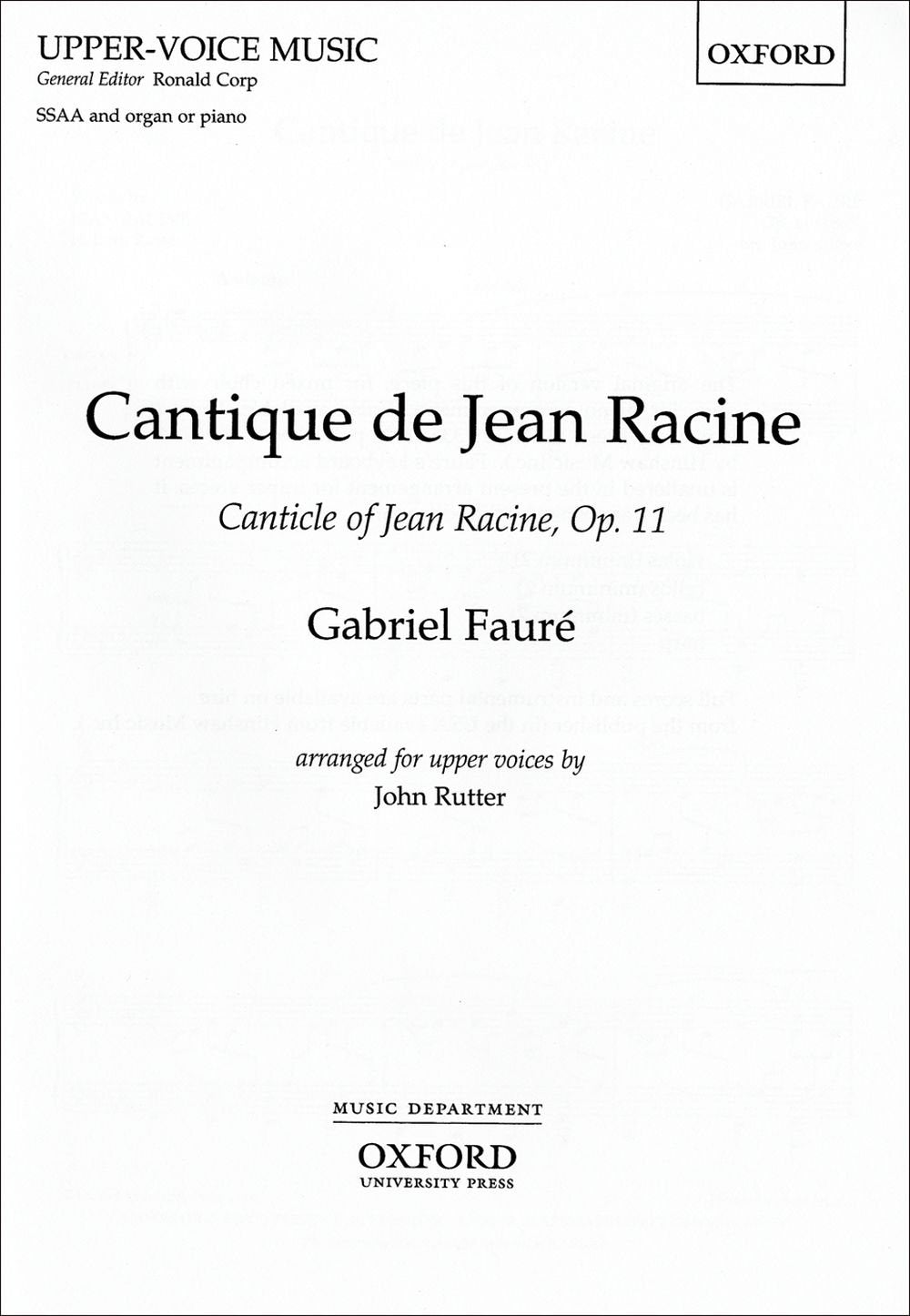 Cantique de Jean Racine [Sheet music] Fauré, Gabriel