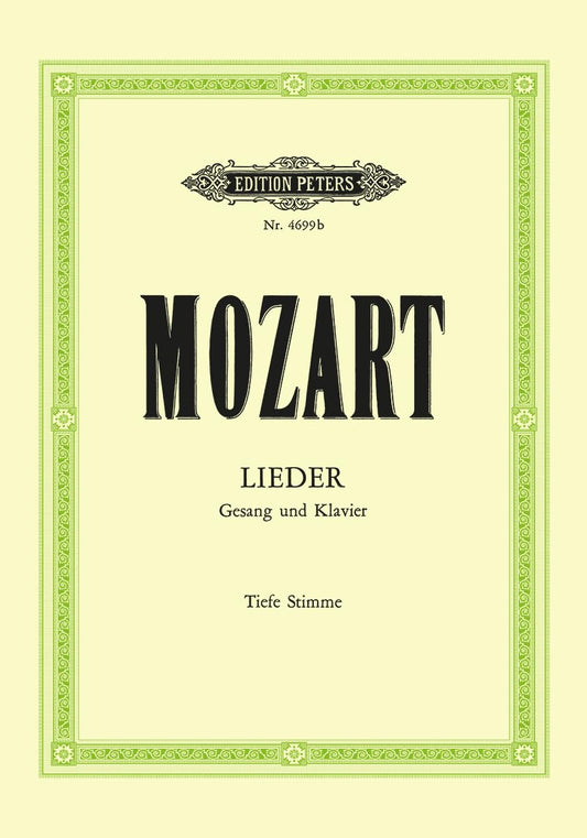 Selected Songs and Arias for Voice and Piano (Low Voice): Incl. 2 Duets (SBar, SB), 2 Terzets (STB) and Quartet (STTB) (Edition Peters) [Paperback] Mozart, Wolfgang Amadeus and Moser, Hans Joachim
