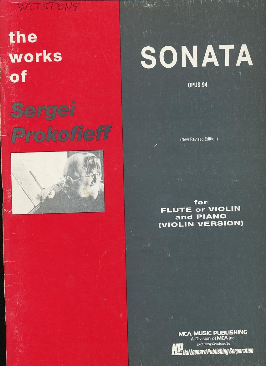 Sonata Opus 94. The Works of Sergei Prokofieff. For Flute or Violin and Piano (Violin Version). [Paperback] Sergei Prokofieff