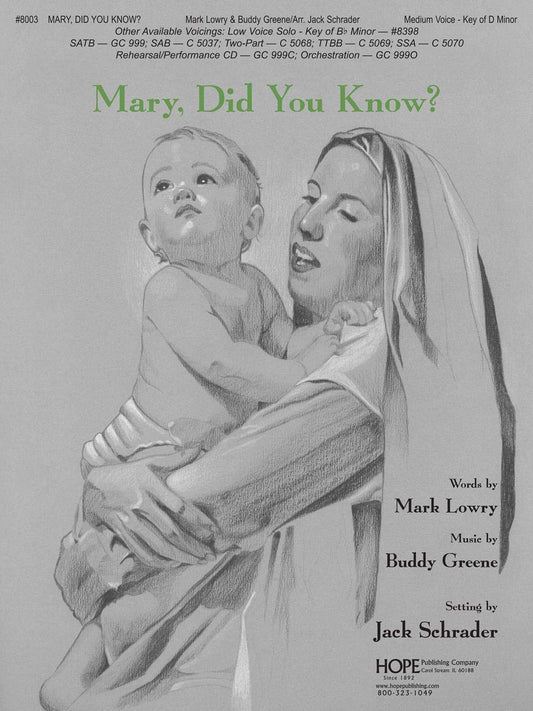 Mary, Did You Know? Solo by Buddy Greene 4-Part - Sheet Music