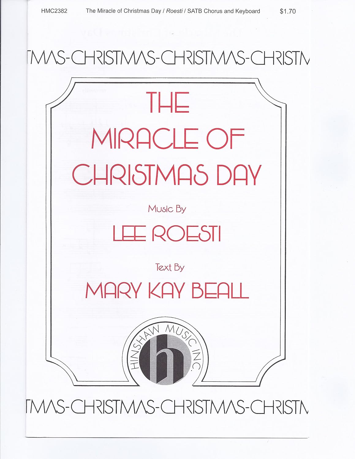 The Miracle of Christmas Day Composed By Lee Roesti. For Satb Choir (Organ Accompaniment). Advent and Christmas. Main Key: G Minor. Christmas and Sacred. Difficulty: Medium Advanced (Adult). [Paperback] Lee Roesti