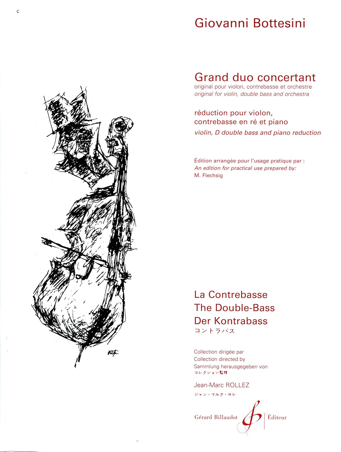 Grand duo concertant (Solo Parts with Piano Reduction). By Giovanni Bottesini.