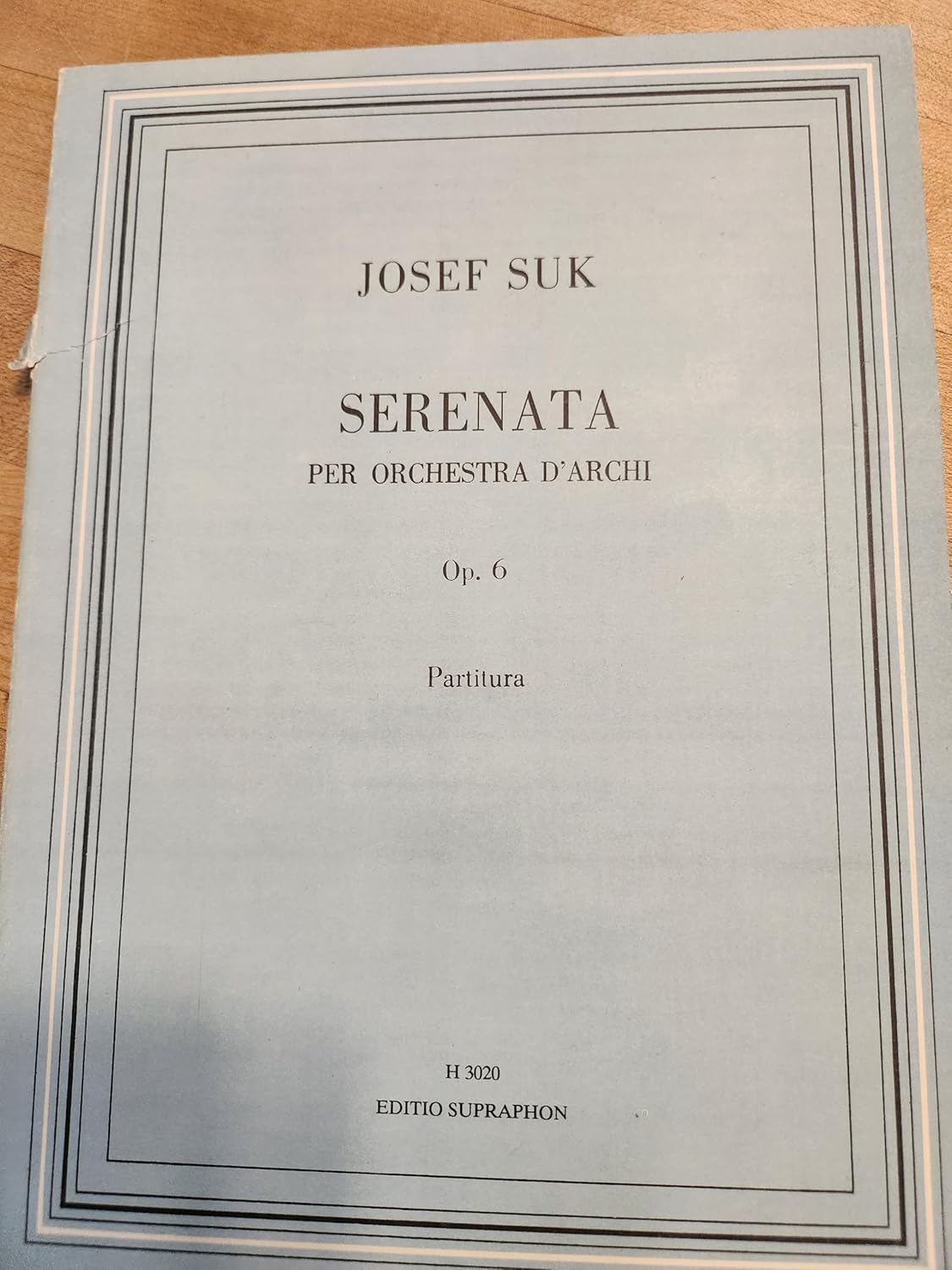 SERENATA PER ORCHESTRA D'ARCHI. OP. 6. PARTITURA. BY Josef Suk