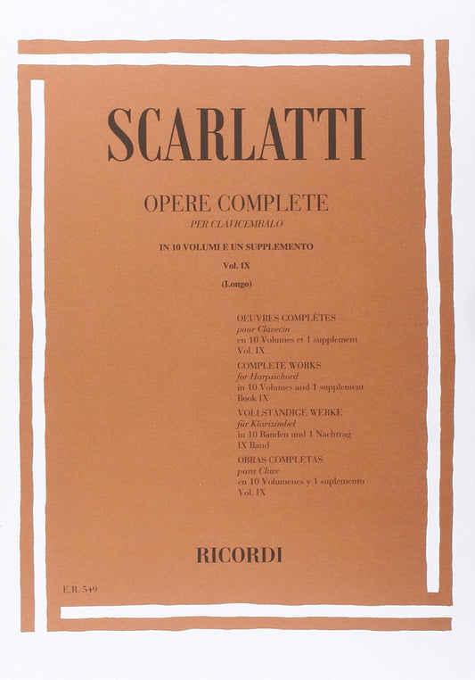 RICORDI SCARLATTI D. - OPERE COMPLETE VOL.9 - CLAVECIN Partition classique Piano - instrument à clavier Piano [Paperback] DOMENICO SCARLATTI