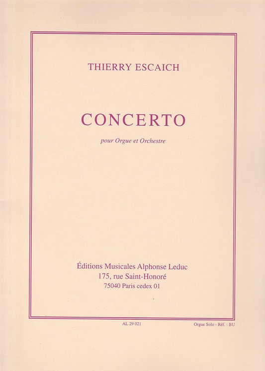 Concerto (Orgue Et Orchestre) By Escaich. For Organ Solo. [Paperback] unknown author