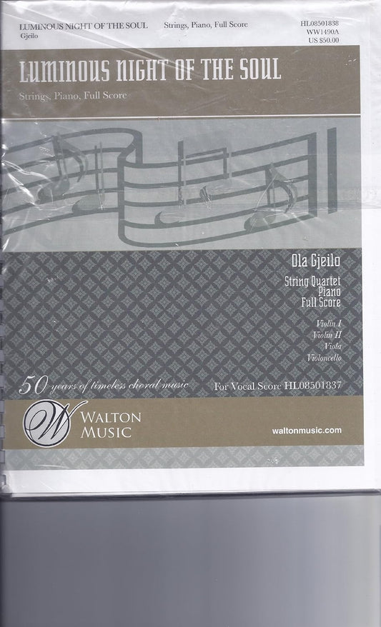 Luminous Night of the Soul By Ola Gjeilo. For Cello, Choral, Viola, Violin 1, Violin 2 (Score/parts for Strings). Walton Choral. Walton Music #Ww1490a. [Plastic Comb] Ola Gjeilo