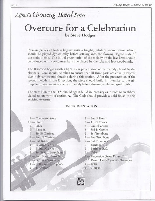 Overture for a Celebration by Steve Hodges. Concert Band - Sheet Music