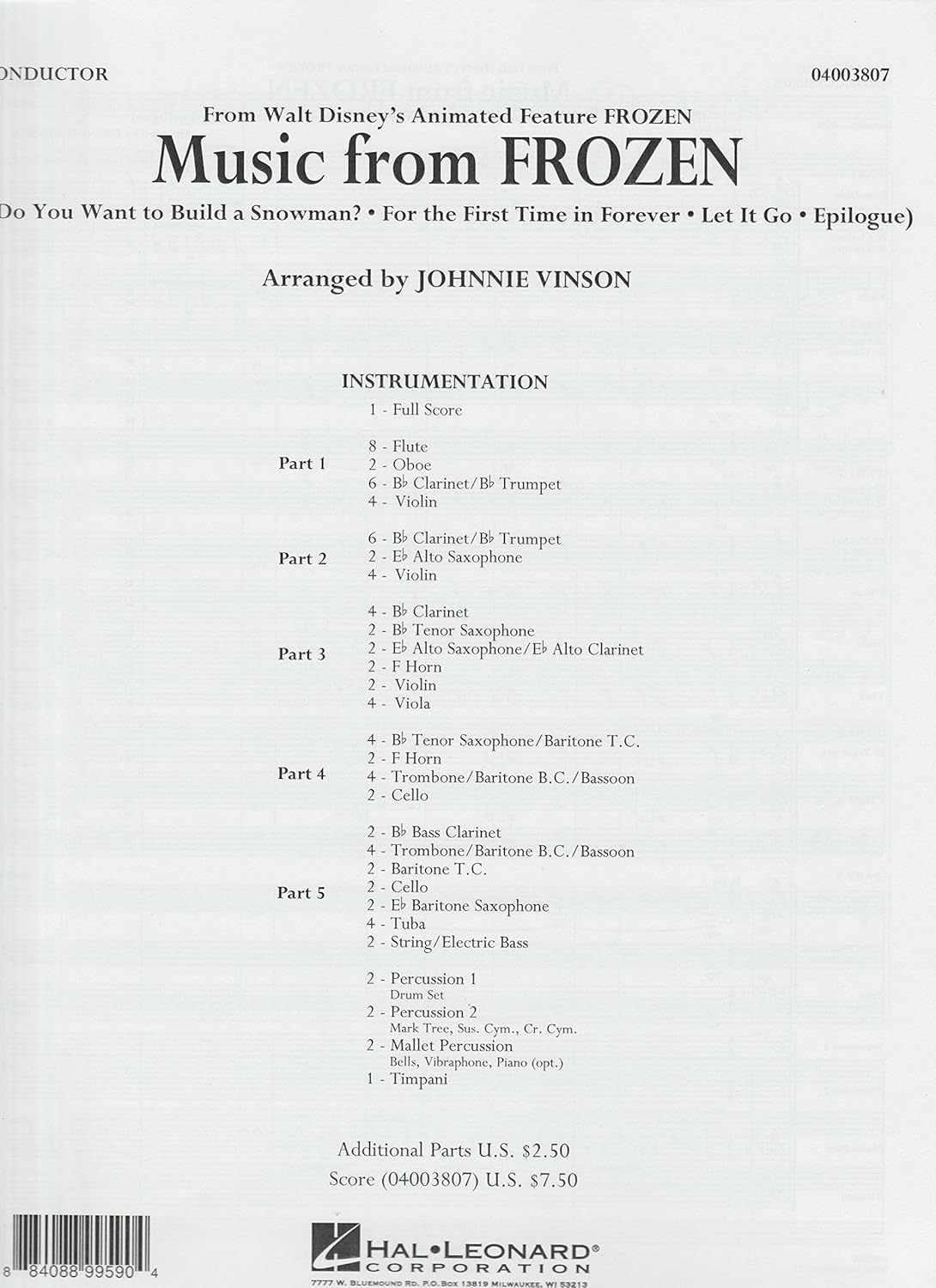 Music From Frozen. Series: Flexband. Score. Composers: Robert Lopez, Kristen Anderson-lopez. Arranger: Johnnie Vinson. Level: 2. [Paperback] Kristen Anderson-Lopez Robert Lopez and Johnnie Vinson