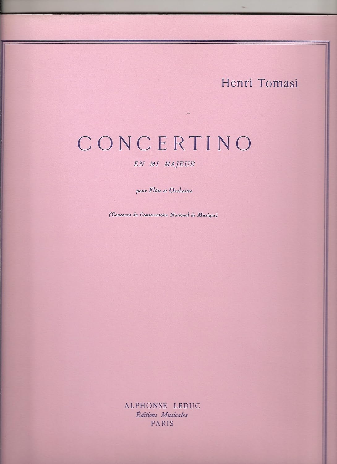 Concertino En Mi Majeur (Flute Orchestre) [Paperback] TOMASI HENRI (COMPO