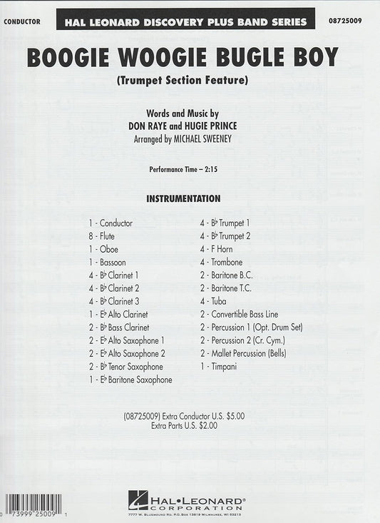 Boogie Woogie Bugle Boy. Series: Discovery Plus Concert Band. Format: Softcover. Arranger: Michael Sweeney. Level: 2. Score Only. [Paperback] Michael Sweeney