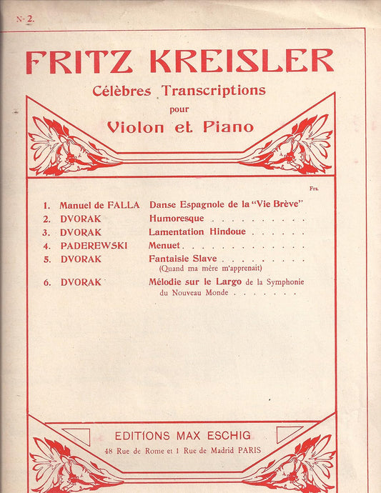 Humoreske, Op. 101, No. 7 (Violin and Piano). Composed By Antonin Dvorak and Anton. Edited By Fritz Kreisler. Editions Durand #Me0122400. [Paperback] Antonin Dvorak and Anton and Fritz Kreisler
