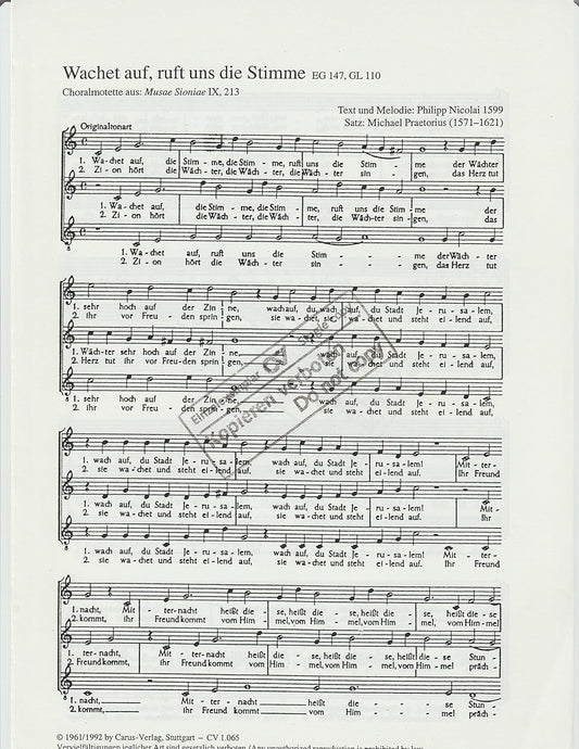 Wake, O Wake and Hear the Voices Composed By Michael Praetorius / Philipp Nicolai. [Paperback] Michael Praetorius / Philipp Nicolai.