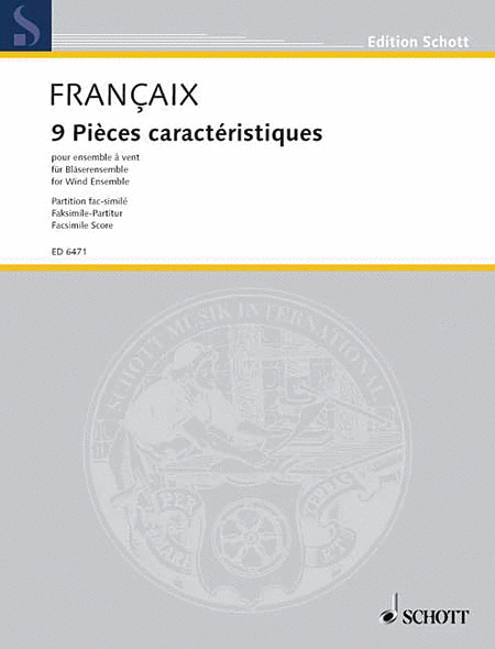 9 Pieces Caracteristiques Score by Jean Francaix Woodwind Ensemble - Sheet Music
