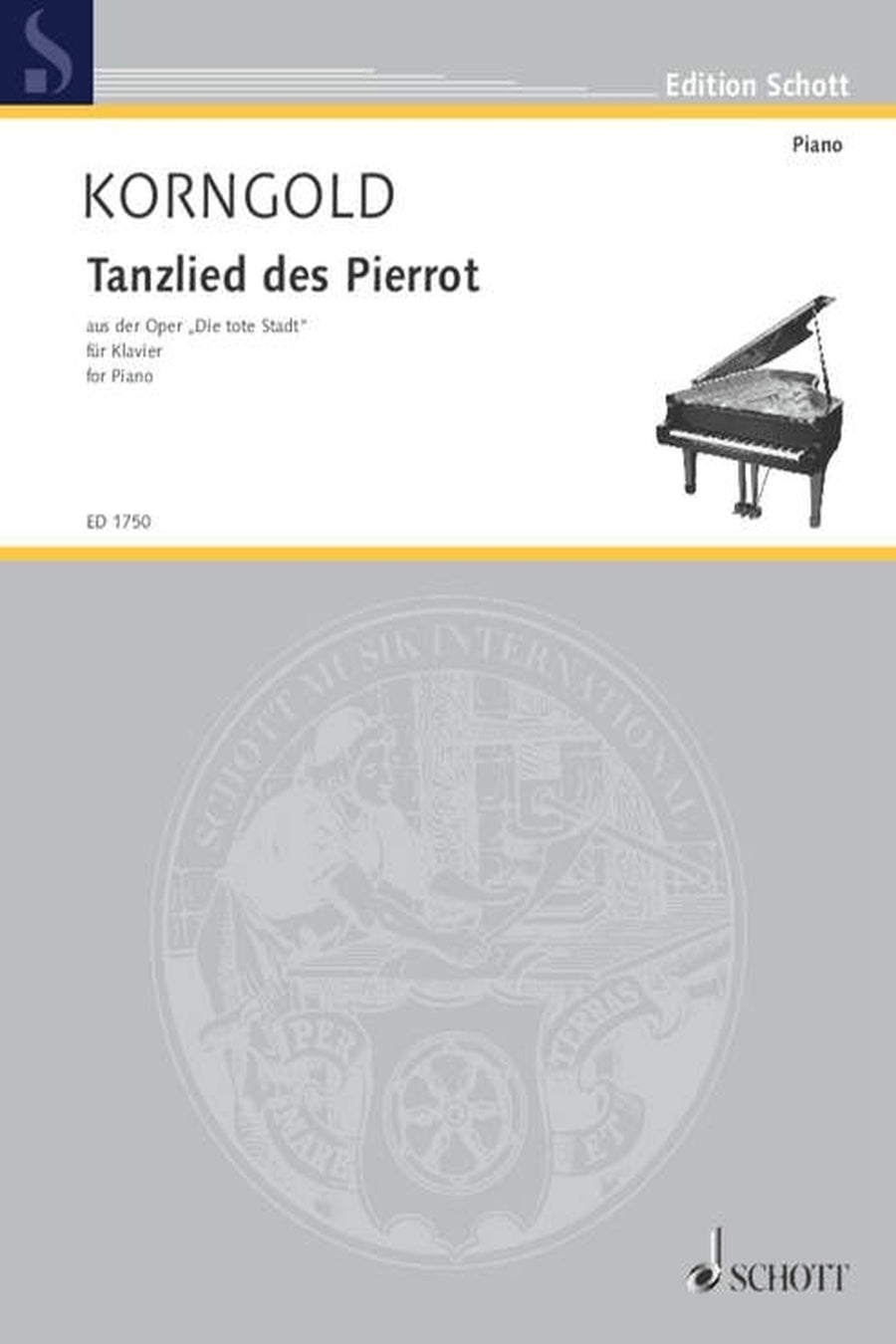 Tanzlied Des Pierrot (from the opera “Die tote Stadt”, Op. 12) for Piano by Erich Wolfgang Korngold.