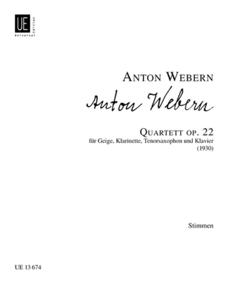 Quartet, Op. 22, Parts by Anton Webern Chamber Music - Sheet Music
