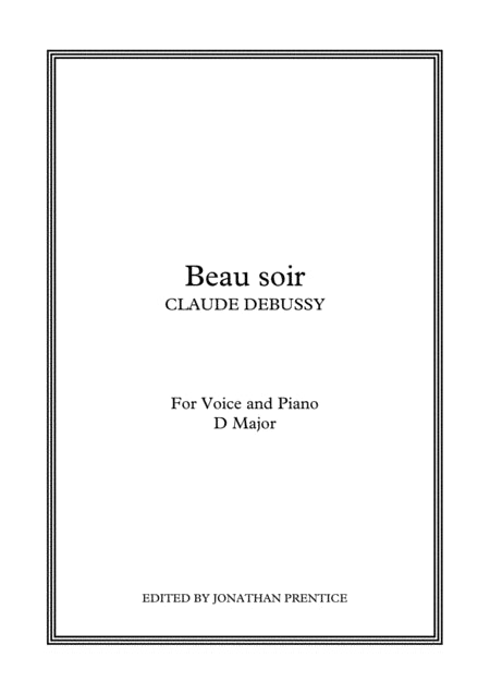 Beau Soir - Claude Debussy - Editions Jobert - Voice, Piano - 511-00296 [Paperback] Claude Debussy